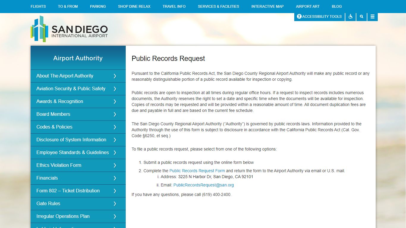 Public Records Request - San Diego International Airport